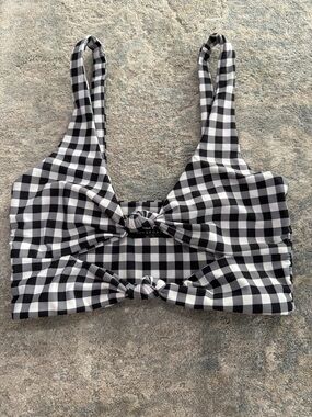 Beach Riot Black & White Gingham Knot Front Bralette